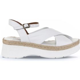 Bueno Shoes 01WY8205 Beyaz Deri Kadın Dolgu Topuklu Sandalet