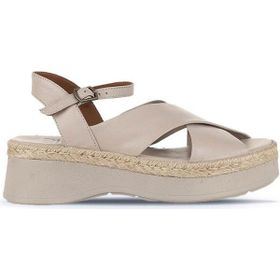 Bueno Shoes 01WY8205 Gri Deri Kadın Dolgu Topuklu Sandalet