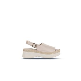Bueno Shoes 01WY8208 Bej Deri Kadın Düz Sandalet