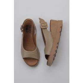 Bueno Shoes 01WY8600 Vizon Deri Kadın Dolgu Topuklu Sandalet