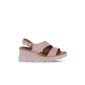 Bueno Shoes 01WY8602 Gül Kurusu Deri Kadın Dolgu Topuklu Sandalet