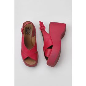 Bueno Shoes 01WY9007 Fuşya Deri Kadın Dolgu Topuklu Sandalet