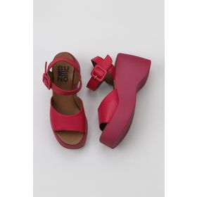 Bueno Shoes 01WY9009 Fuşya Deri Kadın Dolgu Topuklu Ayakkabı