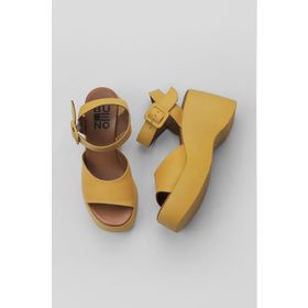 Bueno Shoes 01WY9009 Sarı Deri Kadın Dolgu Topuklu Ayakkabı