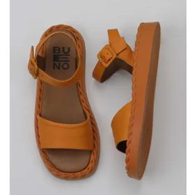 Bueno Shoes 01WY9100 Turuncu Deri Kadın Düz Sandalet