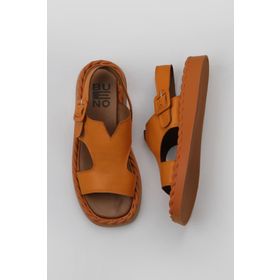 Bueno Shoes 01WY9104 Turuncu Deri Kadın Düz Sandalet