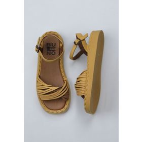 Bueno Shoes 01WY9110 Sarı Deri Kadın Düz Sandalet