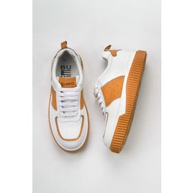 Bueno Shoes 01WZ10401 Beyaz Turuncu Deri Kadın Spor Ayakkabı