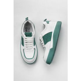 Bueno Shoes 01WZ10401 Beyaz Yeşil Deri Kadın Spor Ayakkabı