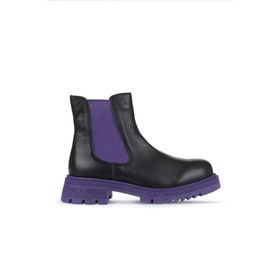 Bueno Shoes 01WZ1403 Siyah Lila Deri Kadın Topuklu Bot