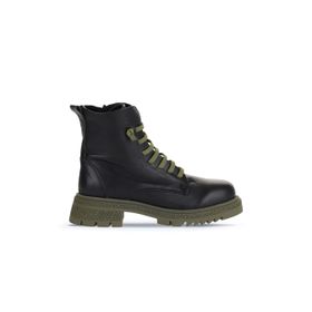 Bueno Shoes 01WZ1420 Siyah Haki Deri Kadın Topuklu Bot