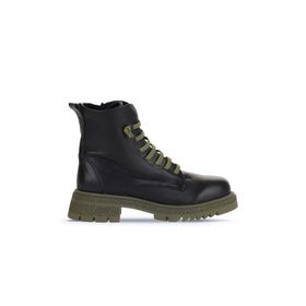 Bueno Shoes 01WZ1420 Siyah Haki Deri Kadın Topuklu Bot