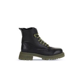 Bueno Shoes 01WZ1420 Siyah Haki Deri Kadın Topuklu Bot
