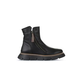 Bueno Shoes 01WZ1501 Siyah Gri Deri Kadın Dolgu Topuklu Bot