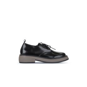 Bueno Shoes 01WZ4503 Siyah Vizon Açma Deri Kadın Klasik Ayakkabı