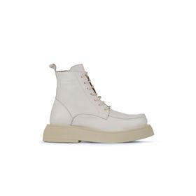 Bueno Shoes 01WZ6405 Bej Deri Kadın Dolgu Topuklu Bot