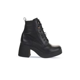 Bueno Shoes 01WZ7001 Siyah Deri Kadın Topuklu Bot
