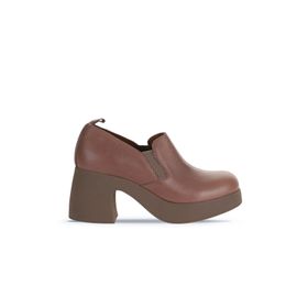 Bueno Shoes 01WZ7004 Vizon Koyu Deri Kadın Topuklu Ayakkabı