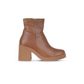 Bueno Shoes 01WZ7100 Taba Deri Kadın Topuklu Bot