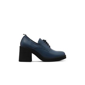 Bueno Shoes 01WZ7102 Mavi Deri Kadın Topuklu Ayakkabı