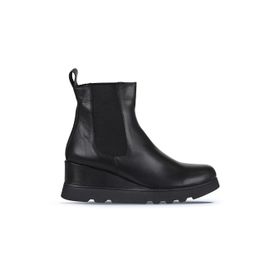 Bueno Shoes 01WZ7200 Siyah Deri Kadın Dolgu Topuklu Bot