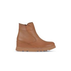 Bueno Shoes 01WZ7201 Taba Deri Kadın Dolgu Topuklu Bot