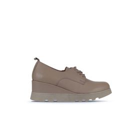 Bueno Shoes 01WZ7204 Gri Deri Kadın Dolgu Topuklu Ayakkabı