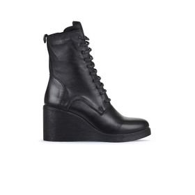 Bueno Shoes 01WZ8303 Siyah Deri Kadın Dolgu Topuklu Bot
