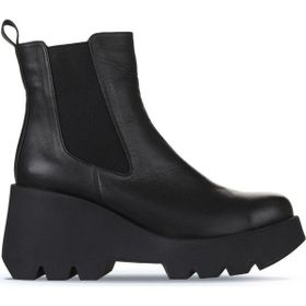 Bueno Shoes 01WZ8403 Siyah Deri Kadın Dolgu Topuklu Bot