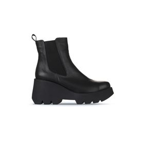 Bueno Shoes 01WZ8403 Siyah Deri Kadın Dolgu Topuklu Bot