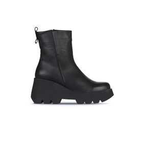Bueno Shoes 01WZ8404 Siyah Deri Kadın Dolgu Topuklu Bot