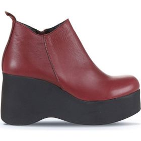 Bueno Shoes 01WZ8603 Bordo Deri Kadın Dolgu Topuklu Bot