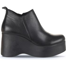 Bueno Shoes 01WZ8603 Siyah Deri Dolgu Topuklu Kadın Bot