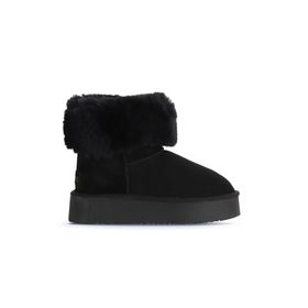 Bueno Shoes 05AG2024054 Siyah Süet Kadın Dolgu Topuklu Bot