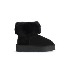 Bueno Shoes 05AG2024054 Siyah Süet Kadın Dolgu Topuklu Bot