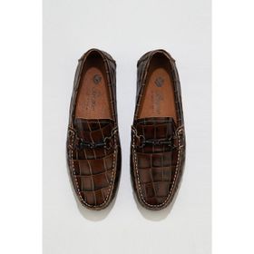 Bueno Shoes 05ms2021 Taba Kroko Deri Erkek Klasik Ayakkabı