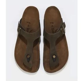 Bueno Shoes 05MT101 Haki Nubuk Deri Erkek Parmak Arası Terlik