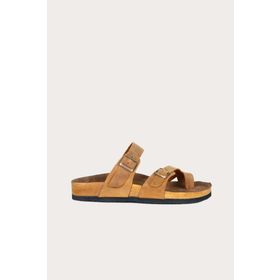 Bueno Shoes 05MT102 Sarı Greyzi Deri Erkek Parmak Arası Terlik