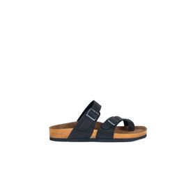 Bueno Shoes 05MT102 Siyah Greyzi Deri Erkek Parmak Arası Terlik