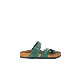 Bueno Shoes 05MT102 Yeşil Nubuk Deri Parmak Arası Erkek Terlik