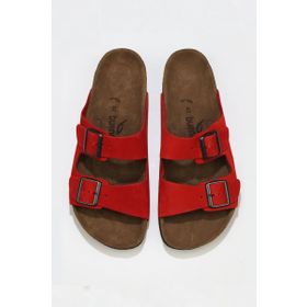Bueno Shoes 05WT100 Kırmızı Nubuk Deri Kadın Düz Terlik