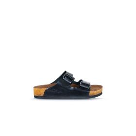 Bueno Shoes 05WT100 Siyah Açma Deri Kadın Düz Terlik