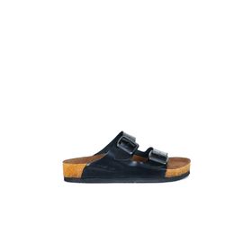 Bueno Shoes 05WT100 Siyah Açma Deri Kadın Düz Terlik