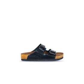 Bueno Shoes 05WT100 Siyah Açma Deri Kadın Düz Terlik