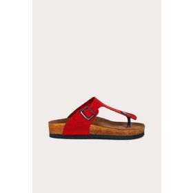Bueno Shoes 05WT101 Kırmızı Greyzi Deri Kadın Terlik