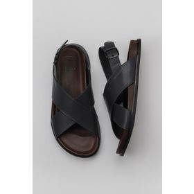 Bueno Shoes 11S23261 Gri Koyu Deri Erkek Sandalet