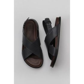 Bueno Shoes 11S23261 Gri Koyu Deri Erkek Sandalet