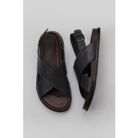 Bueno Shoes 11S23261 Gri Koyu Deri Erkek Sandalet