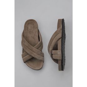 Bueno Shoes 11T22220 Bej Koyu Süet Erkek Düz Terlik