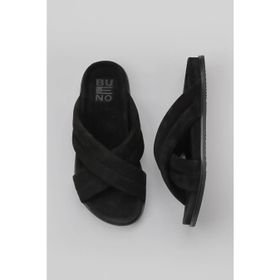 Bueno Shoes 11T22220 Siyah Süet Erkek Düz Terlik